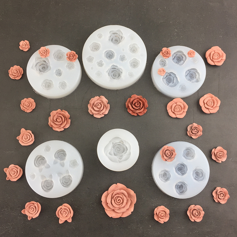 Candle Making Products - 3D gül çiçek şekli yaprak silikon