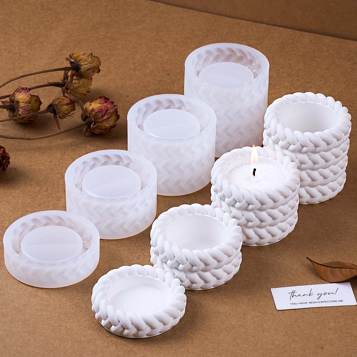 Candle Making Jug - 1/2/3/4 Katlı Kenevir Halatlı Mum Kavanozu