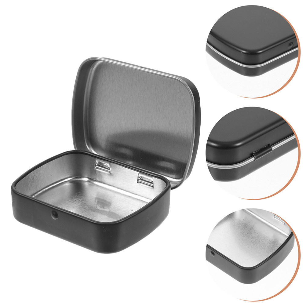 Tin Container Lid - 5 Adet Kapaklı Metal Kutu, Şekerleme,