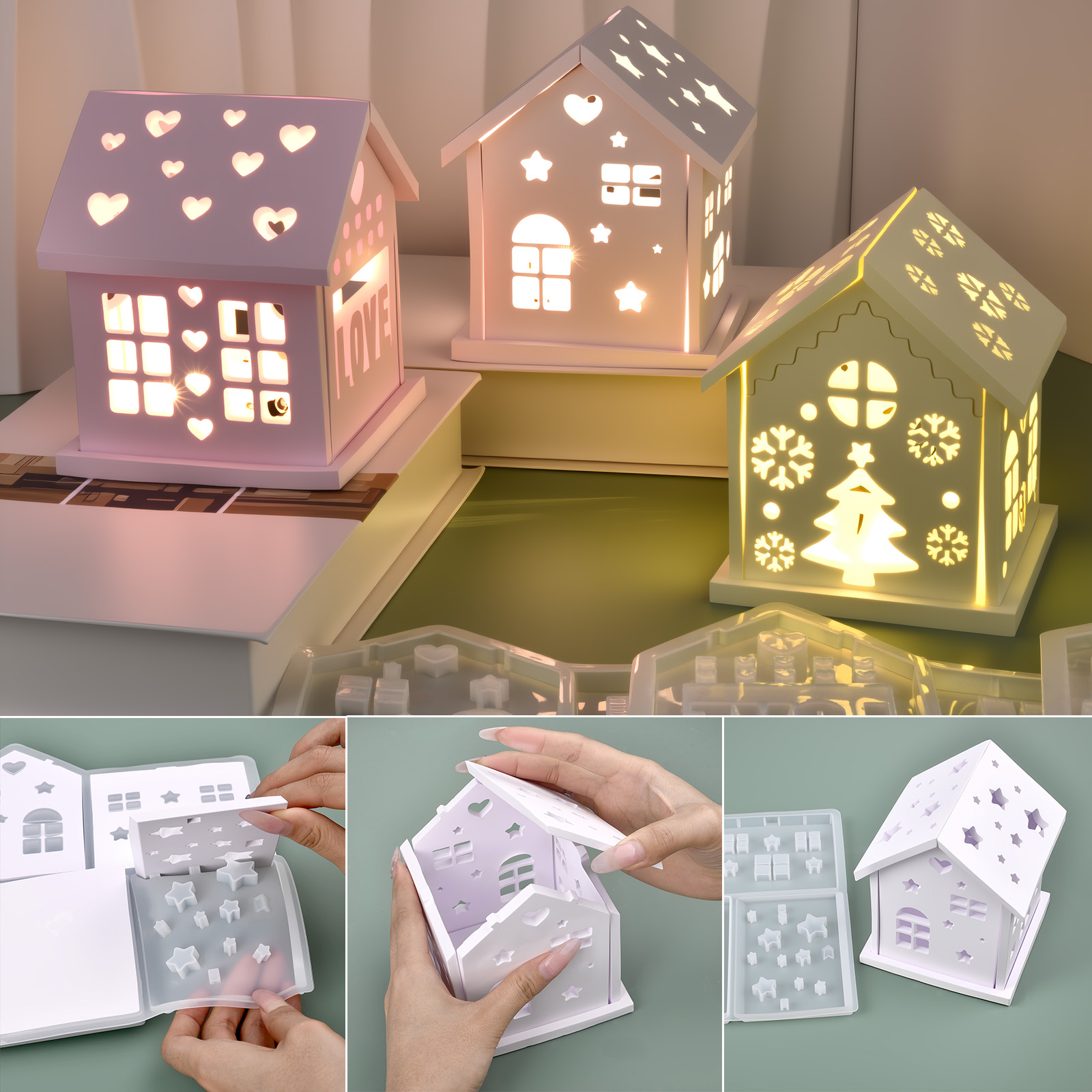 Candle Making Ideas - 3D Ev silikon kalıp DIY Noel