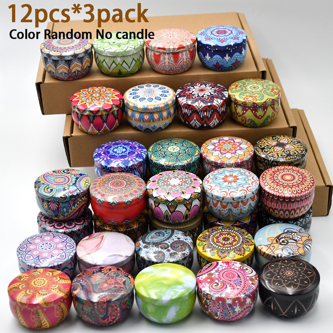 Tin Container Lid - 36 adet Kapaklı Metal Mum Kavanozları