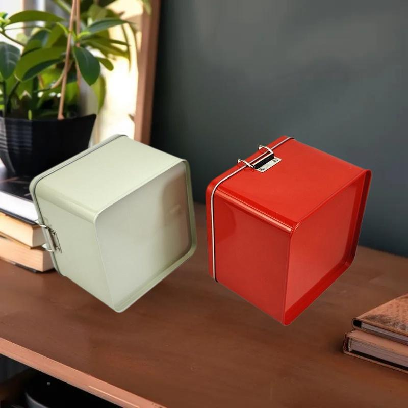 Tin Container Lid - Kare teneke kurabiye kutuları kapaklı toz